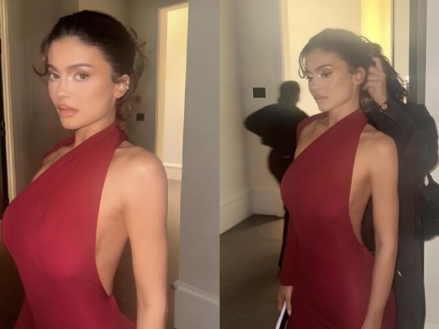 Kylie Jenner tampil memukau dengan gaun merah di peluncuran parfumnya